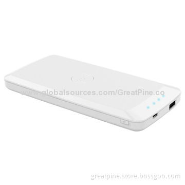 8,000mAh Wireless Charger and Power Bank, QI Standard, 5V, 1,000mA Output